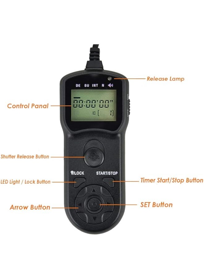 Generic - Intervalometer Timer Remote Shutter Cord for Nikon P1000 P7700 P7800 D3100 D3200 D3300 D5000 D5100 D5200 D5300 D5500 D5600 D7000 D7100 D7200 D7500 D600 D610 D750 Df Z6 Z7, replace Nikon MC DC2 - Image 1