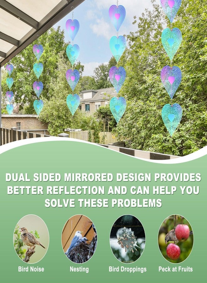 M METERXITY 2-Pack Hanging Wind Spinners, 20.5" 3D Stainless Steel Hanging Reflective Pinwheels for Patio/Yard/Outdoor, Garden Decor Windmill [Gradient, Heart] - Image 5