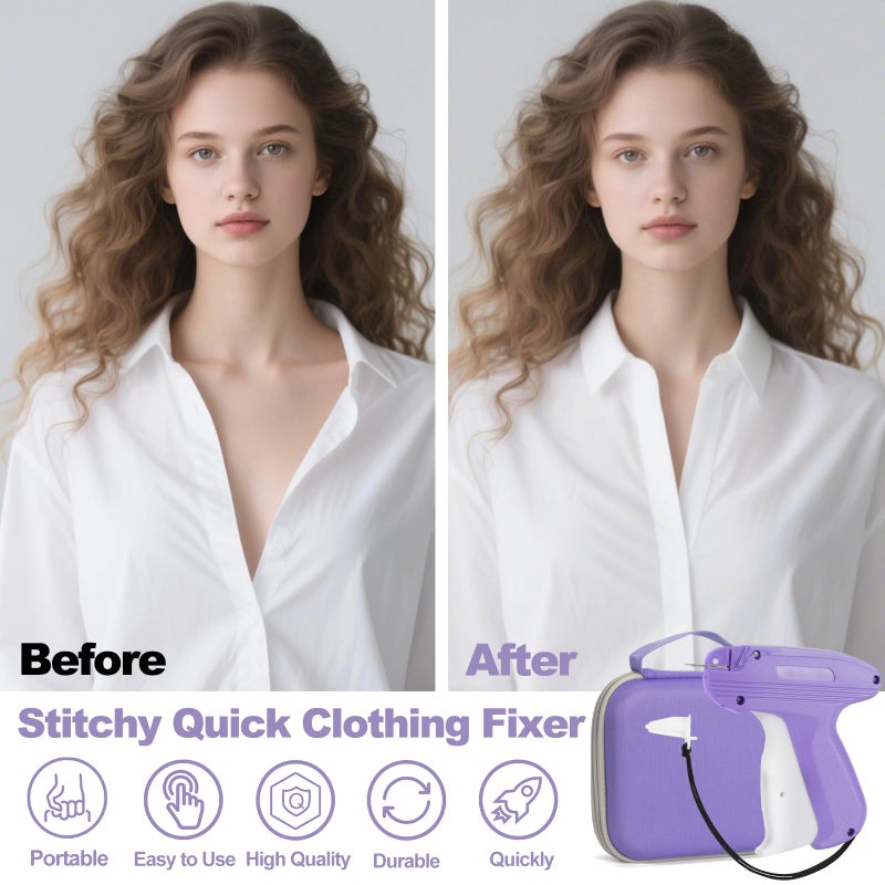 Yewltvep Stitch Gun For Clothes  Mini Stitchy Sewing Gun Stitchy Quick Clothing Fixer Gun With 6 Needles  2500 White & 2500 Black Fasteners  Handheld Tagging Gun For Speedy Clothing Fixer Micro Tagging Gun - Image 3