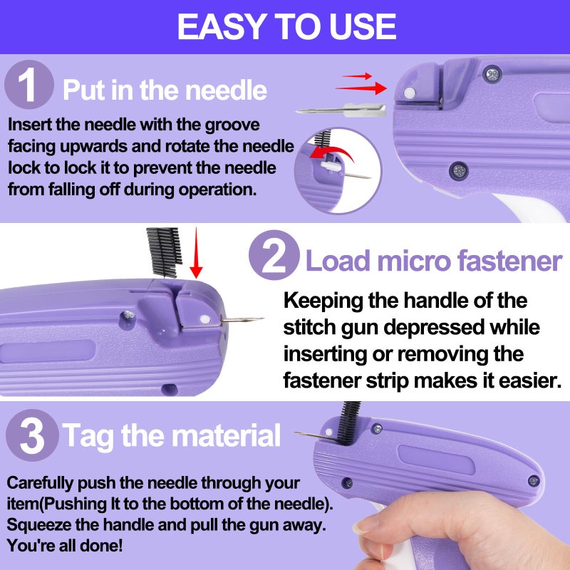 Yewltvep Stitch Gun For Clothes  Mini Stitchy Sewing Gun Stitchy Quick Clothing Fixer Gun With 6 Needles  2500 White & 2500 Black Fasteners  Handheld Tagging Gun For Speedy Clothing Fixer Micro Tagging Gun - Image 5