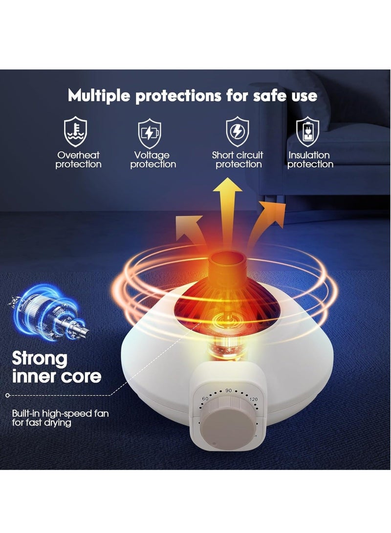 والالا مجفف ملابس كهربائي محمول داخلي من طبقتين، تسخين ثابت بزاوية 360 درجة، شماعة مزدوجة للمعاطف، مجفف ملابس ساخن، رف غسيل وتجفيف مع توقيت متعدد التروس - Image 5