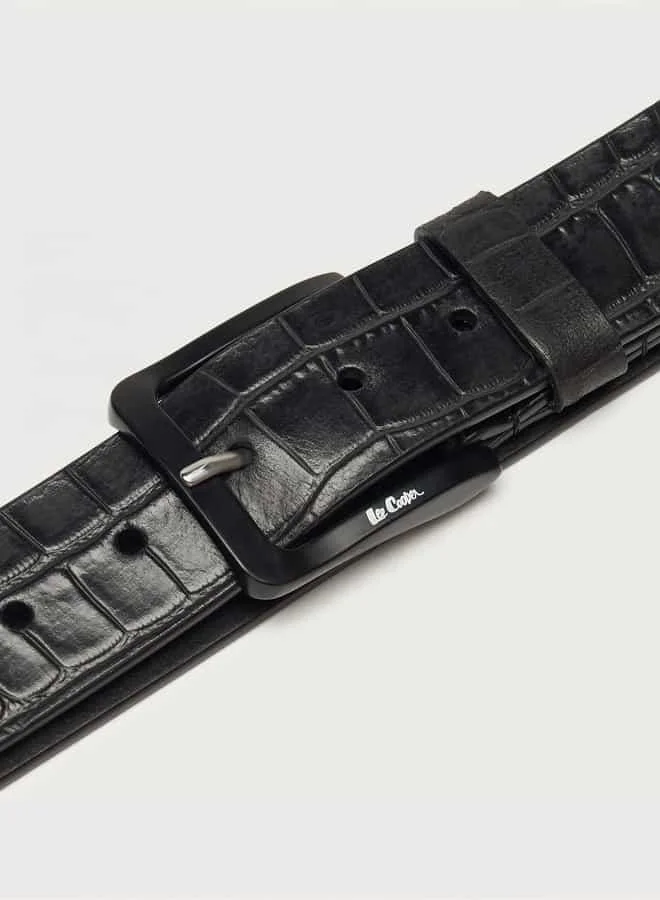 لي كوبر Lee Cooper Textured Leather Belt with Pin Buckle Closure