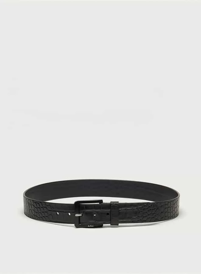 لي كوبر Lee Cooper Textured Leather Belt with Pin Buckle Closure