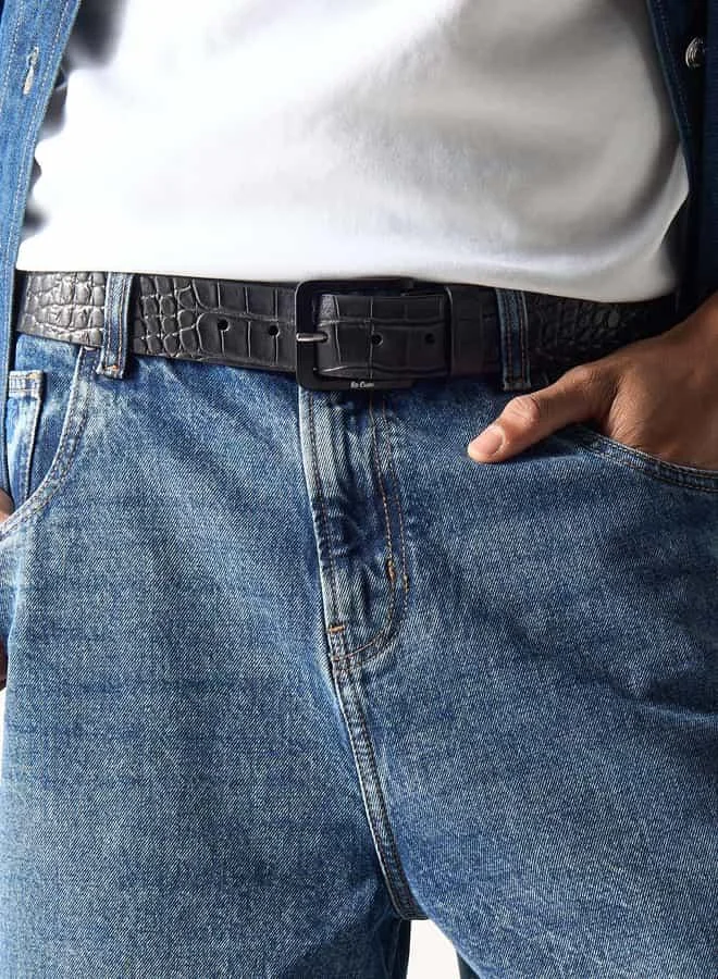 لي كوبر Lee Cooper Textured Leather Belt with Pin Buckle Closure
