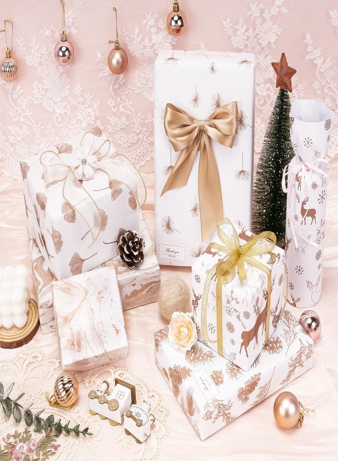 Larcenciel 50 Sheets Christmas Tissue Paper for Gift Bags 27.6x19.7 inch, Rose Gold Wrapping Tissue for Gifts, Metallic Glitter Design, Pinecone Deer Xmas Tissue Paper for Holiday New Year Party Craft - Image 4