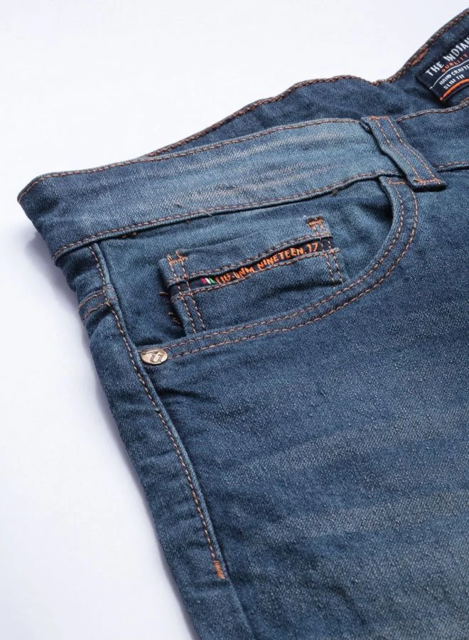 The Indian Garage Co Men Slim Fit Solid Mid-Rise Stretchable Jeans