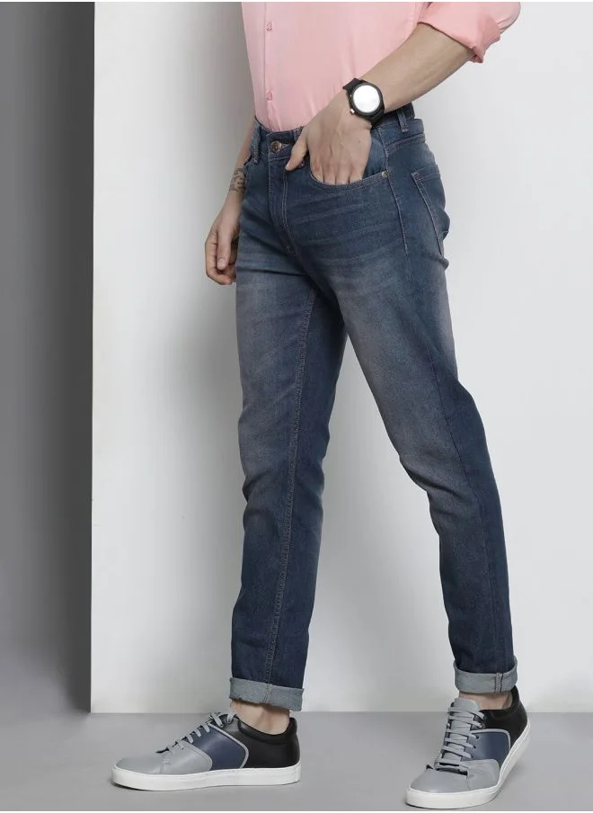The Indian Garage Co Men Slim Fit Solid Mid-Rise Stretchable Jeans