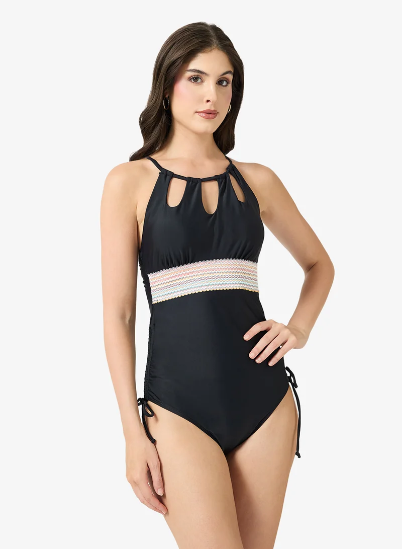 ELLA Halter Neck Swimsuit With Tie Up Detail