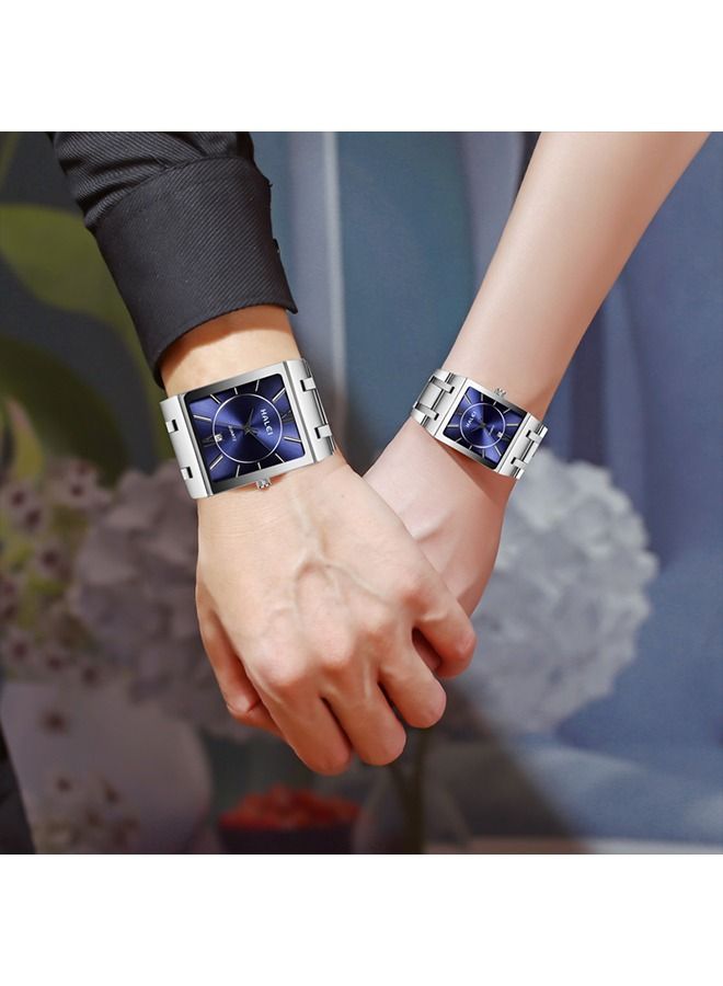 HALEI Harley Couple Quartz Simple Watch Silver/Blue - Image 3