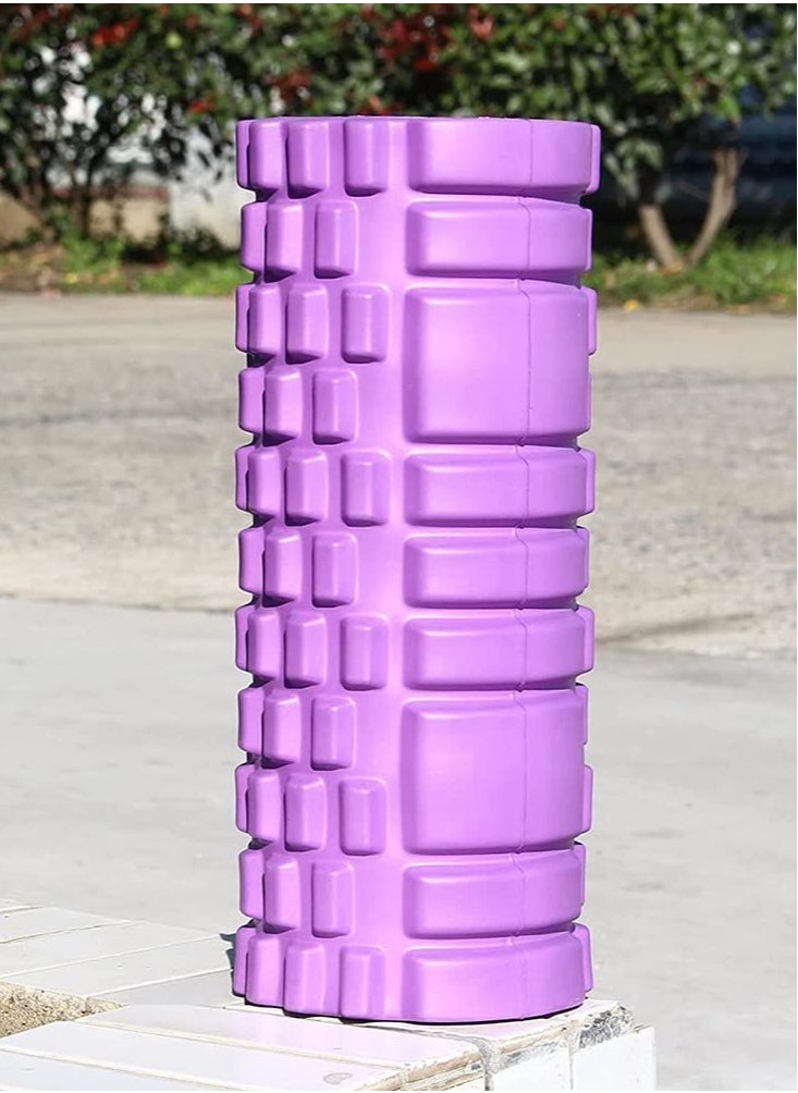 Maston - Yoga Foam Roller Self Massage Exercise, Back, Leg, Body Starching Physical Therapy (33cm L) (Purple) - Image 1