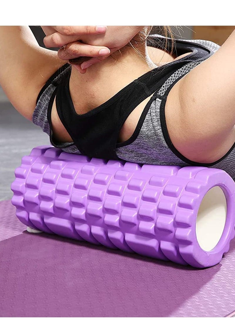 Maston - Yoga Foam Roller Self Massage Exercise, Back, Leg, Body Starching Physical Therapy (33cm L) (Purple) - Image 1
