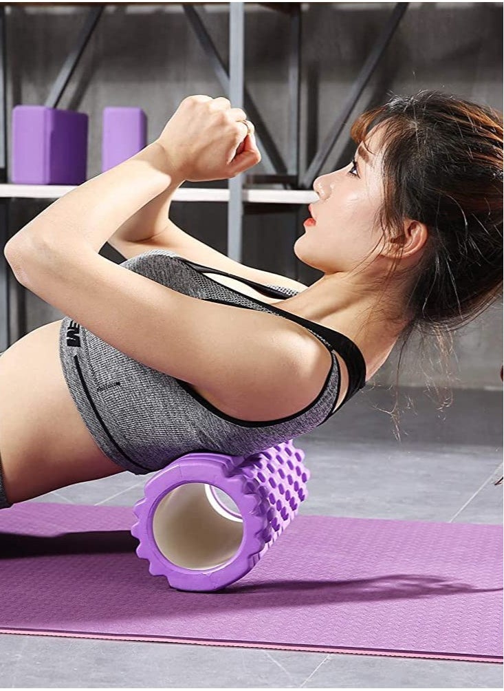 Maston - Yoga Foam Roller Self Massage Exercise, Back, Leg, Body Starching Physical Therapy (33cm L) (Purple) - Image 1