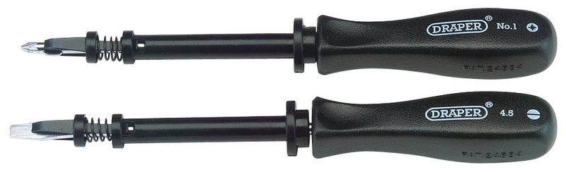 Draper Expert 2 Piece Screw Holding Mechanics Screwdriver Set Ideal Impact Resistant Plastic Grip Hand Tools Set FlatHead PZ Type Screwdrivers SVCM Steel Blades 27591