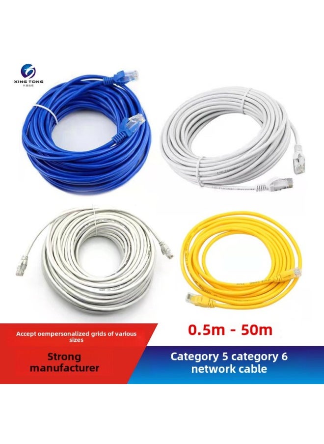 Generic Direct Network Cable Super Class 5 Super Class 6 Line Neutral 100 Trillion Gigabit Oxygen-free Copper RJ45 Finished Network Cable-Colour:Category 5e Gray (full Meter)-Line Length:15M  - Image 2
