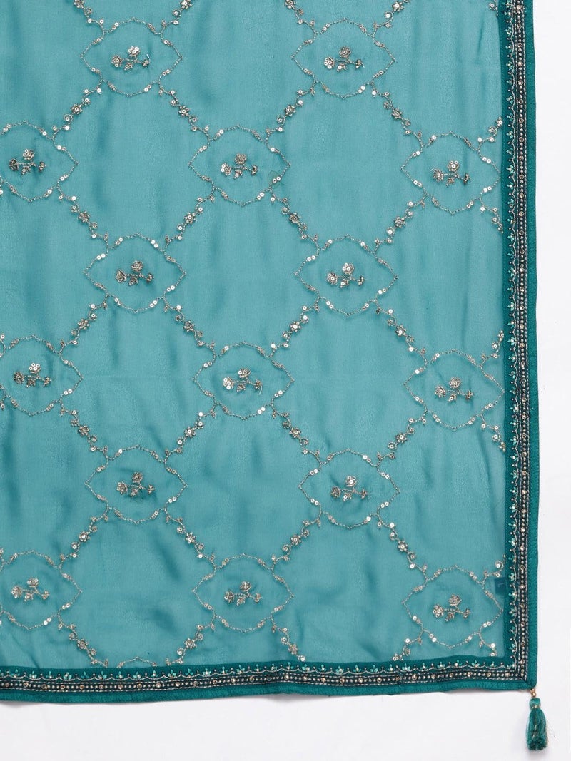 Libas Womens Embroidered Georgette Straight Kurta With Trousers and Dupatta - Image 5