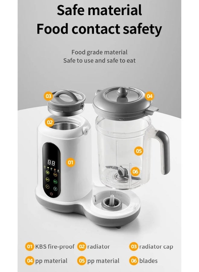 الدليبن جهاز تحضير طعام الأطفال، معالج متعدد الوظائف 5 في 1 للأطفال، جهاز تحضير طعام الأطفال المهروس، شاشة تعمل باللمس، جهاز بخار وخلاط للأطفال، طهي وطحن تلقائي، جهاز تسخين طعام الأطفال، وظيفة توقيت (أبيض) - Image 3