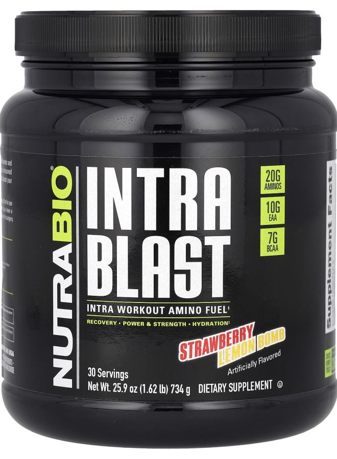 NutraBio Intra Blast Intra Workout Amino Fuel Strawberry Lemon Bomb 1.62 lb (734 g)