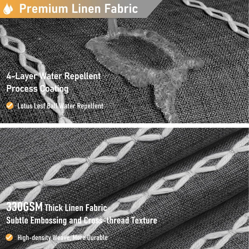 BTTN Boho Farmhouse Shower Curtain - Linen blend Rustic Striped Fabric Shower Curtain Set with Tassel, Water Repellent, Bohemian Vintage Country Cloth Shower Curtain for Bathroom, Charcoal Grey, 72x72 - Image 4