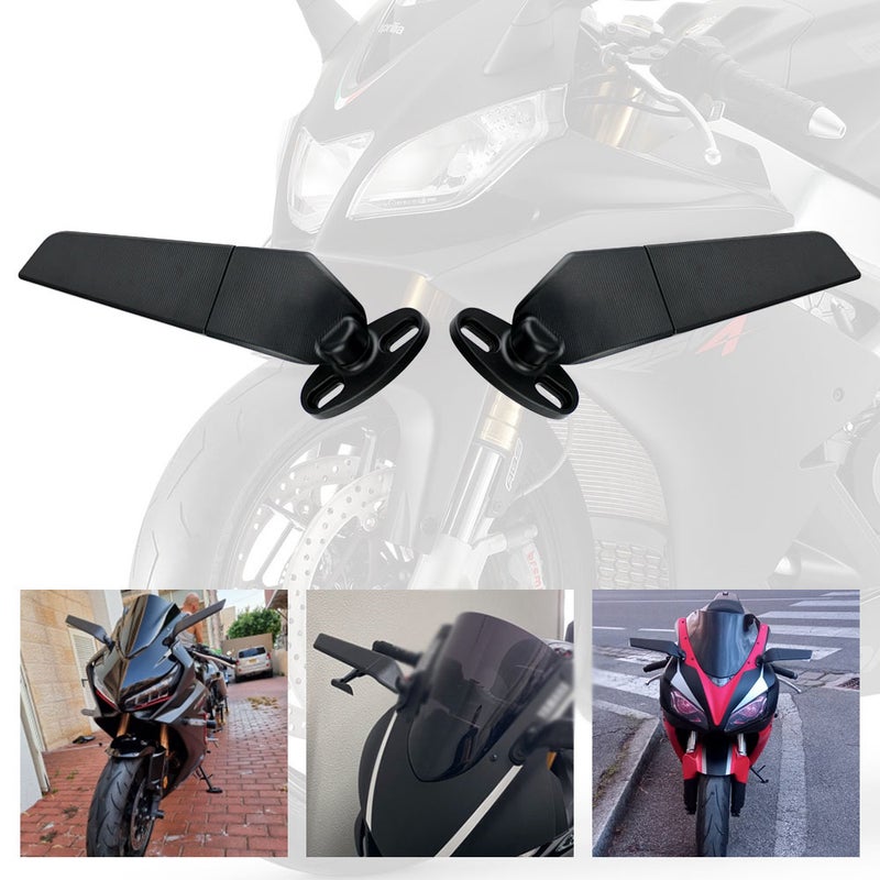 2pcs Motorcycle Wind Swivel Wing Universal Rearview Mirror Spoiler Adjustable Rotating Side Mirrors Modification Accessories - Image 2