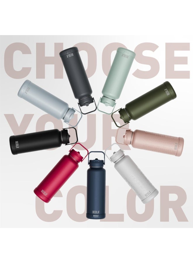 BEOLA 750ml Water Bottle 18/8 Stainless Steel 304 Double Wall Insulated Thermos Bottle with Straw Lid and wide mouth, 2 lids included, Hot Cold Liquids Sports Bottle, 24oz (Sand Dune) - Image 5