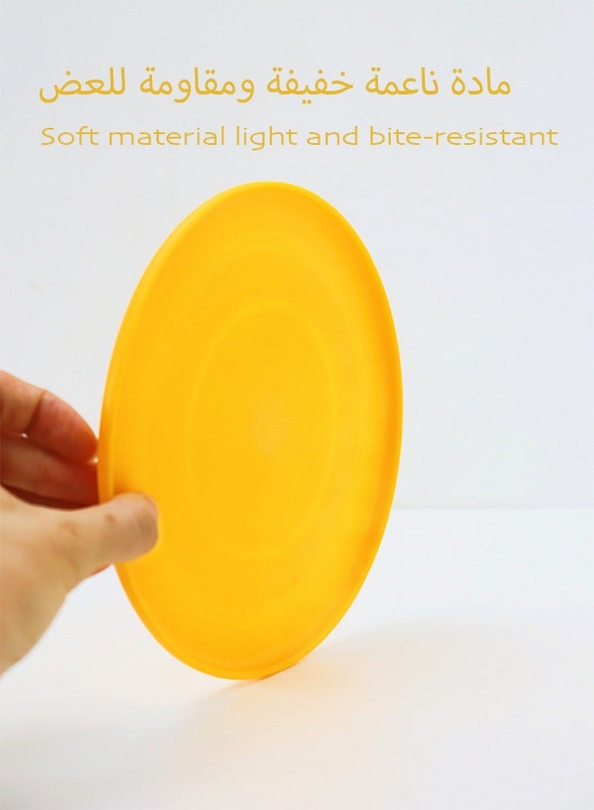 Dog Rubber Frisbee Puppy Flyer Faster Response Training Interactive Toy 1pc (Yellow) - Image 1