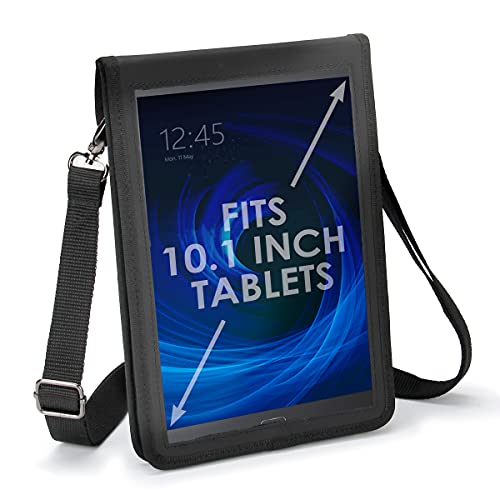 USA GEAR 10 inch Tablet Case - Tablet Holder with Shoulder Strap Compatible with Apple iPad 2019 and 2018, Samsung Galaxy Tab A 10.1, Tab S3, Tab 4 10.1, Lenovo Tab 4, and Microsoft Surface Go (Black) - Image 1