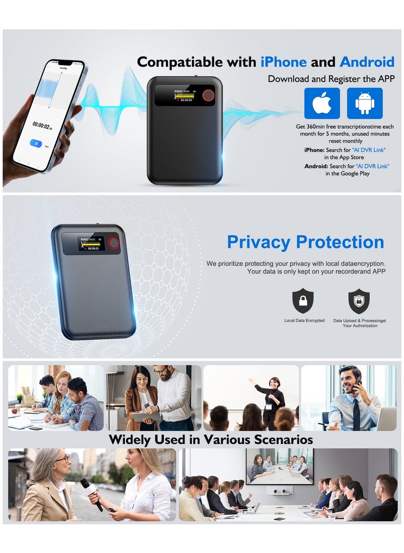 KADIP - AI Voice Recorder with Transcription Summarize - Magnetic Note Audio Recording Device with Playback for Phone Calls Lectures Meetings Interviews, APP Control Support 104 Languages Noise Reduction 64GB Memory - Image 1