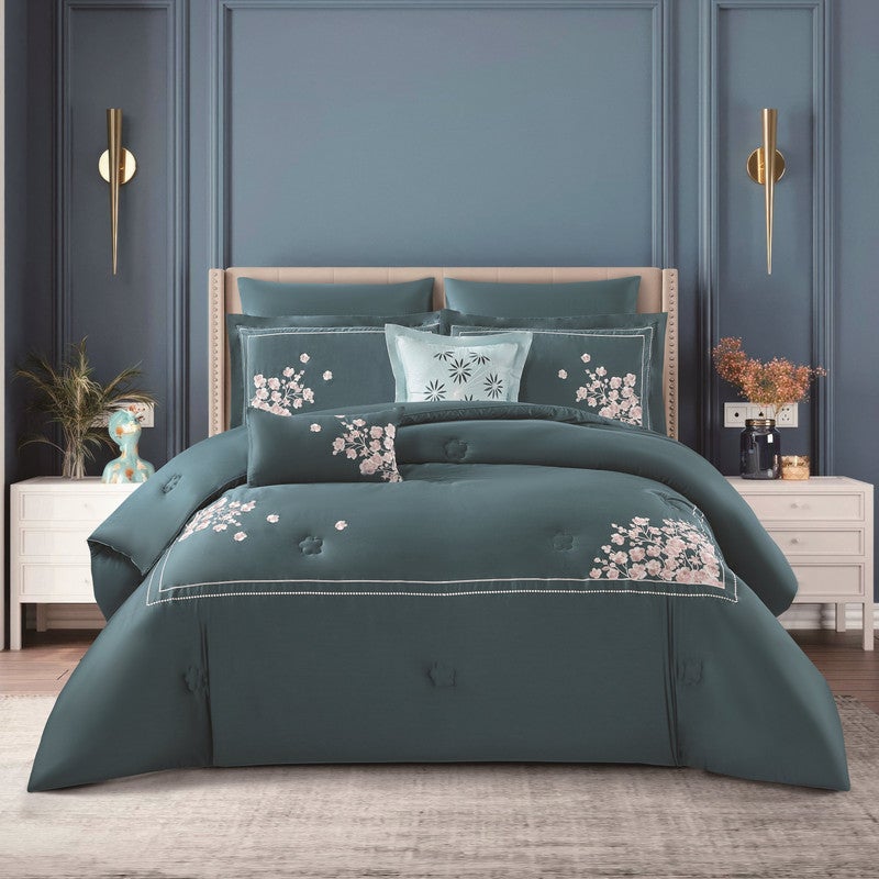 ليفور مفرش صيفي قطن 100% فاخر مناسب لمقاس سرير مزدوج 200 x 200 cm سم من ليفوري مكون من 8 قطع 250 غرزة - Image 1