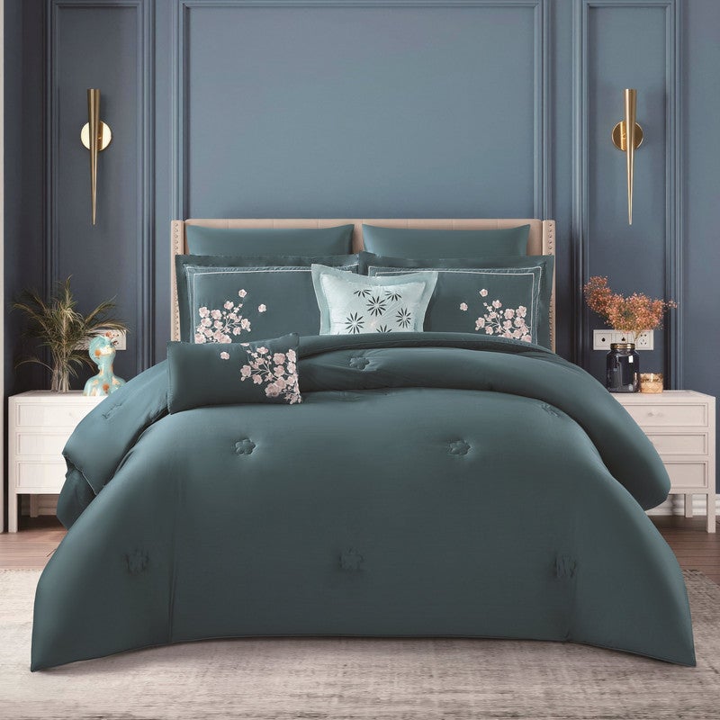 ليفور مفرش صيفي قطن 100% فاخر مناسب لمقاس سرير مزدوج 200 x 200 cm سم من ليفوري مكون من 8 قطع 250 غرزة - Image 2