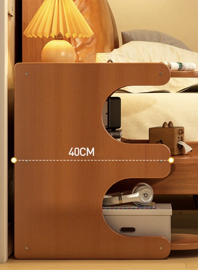 كوتيس طاولة سرير بسيطة ثلاثية الطبقات من كوتيس، طاولة بجانب السرير، خزانة بجانب السرير، طاولة جانبية، طاولة نهاية، طاولة أريكة لغرفة النوم، غرفة المعيشة، المكتب، خشب MDF من الخيزران، 40 × 30 × 48 سم - Image 4