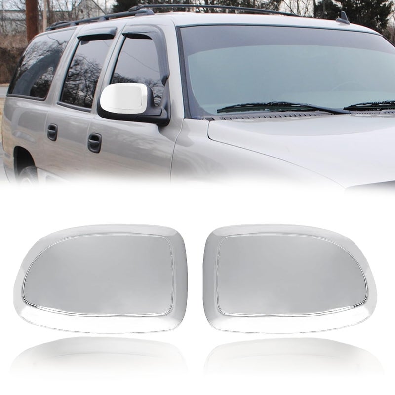 AUCERAMIC Chrome Mirror Cover Caps Fit 19992007 for Chevy Silverado Suburban Tahoe Avalanche 19992006 for GMC Sierra Yukon 20022006 for Cadillac Escalade Stickon Overlay