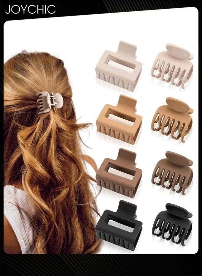 Joychic 8 piece Matte Hair Clips for Women and Girls - Rectangle and Double Row Small Claw Clips for Thin/Medium Fine Hair - Nonslip Jaw Clips  - Image 1