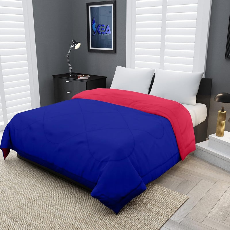 KEA KEA Microfibre Reversible Single Bed ComforterDuvet for All WeatherBlue Pink 250 GSMComforter Single  - Image 1