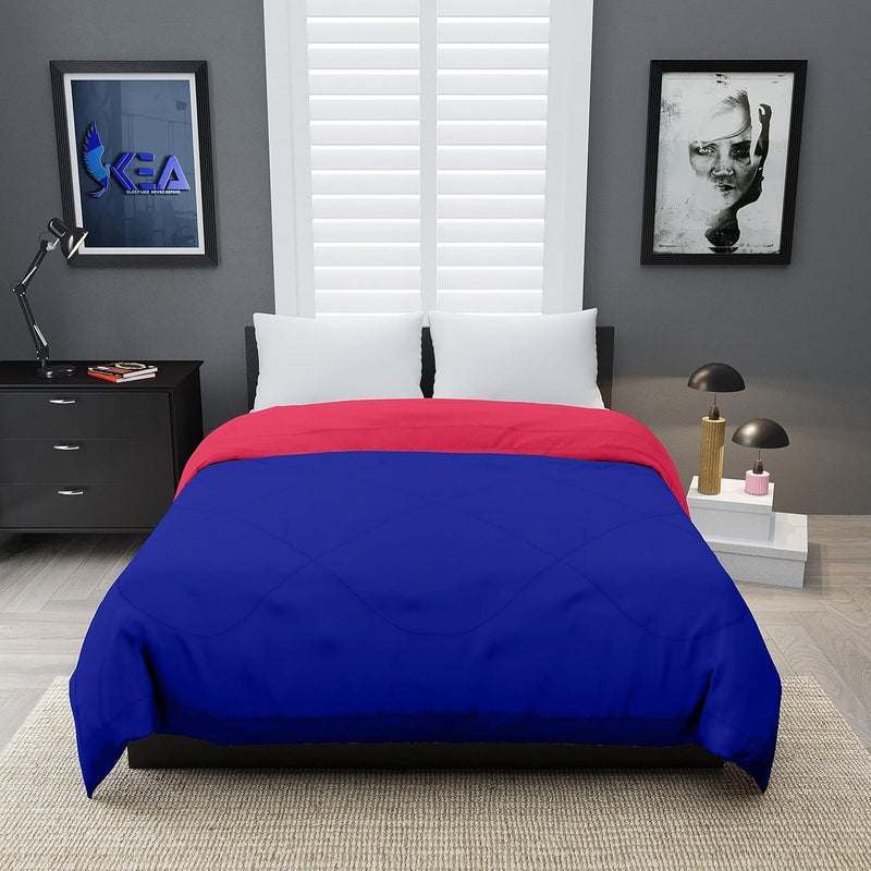 KEA KEA Microfibre Reversible Single Bed ComforterDuvet for All WeatherBlue Pink 250 GSMComforter Single  - Image 2