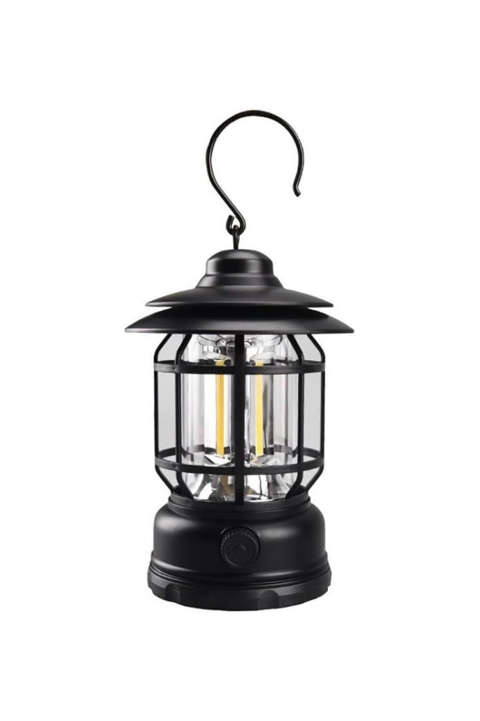 Camping Lanterns Rechargeable, Portable Electric LED Camping Lights Outdoor Hanging Tent Light Vintage Tabletop Lantern Decor Stepless Dimming Waterproof for Camping, Power Outages, Indoor (Black) - Image 1