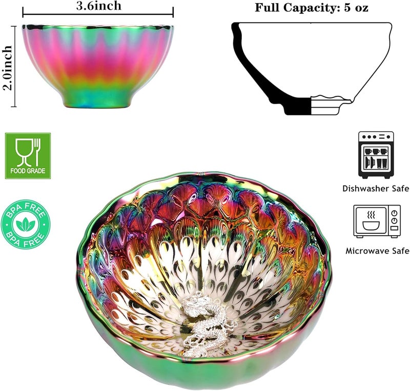 CmengAo Colorful Tenmokus Dragon Tea Cup 5 oz Jianzhan Ceramic Tea Cup Traditional Chinese Small Teacup Handmade with Gift Box - Image 3