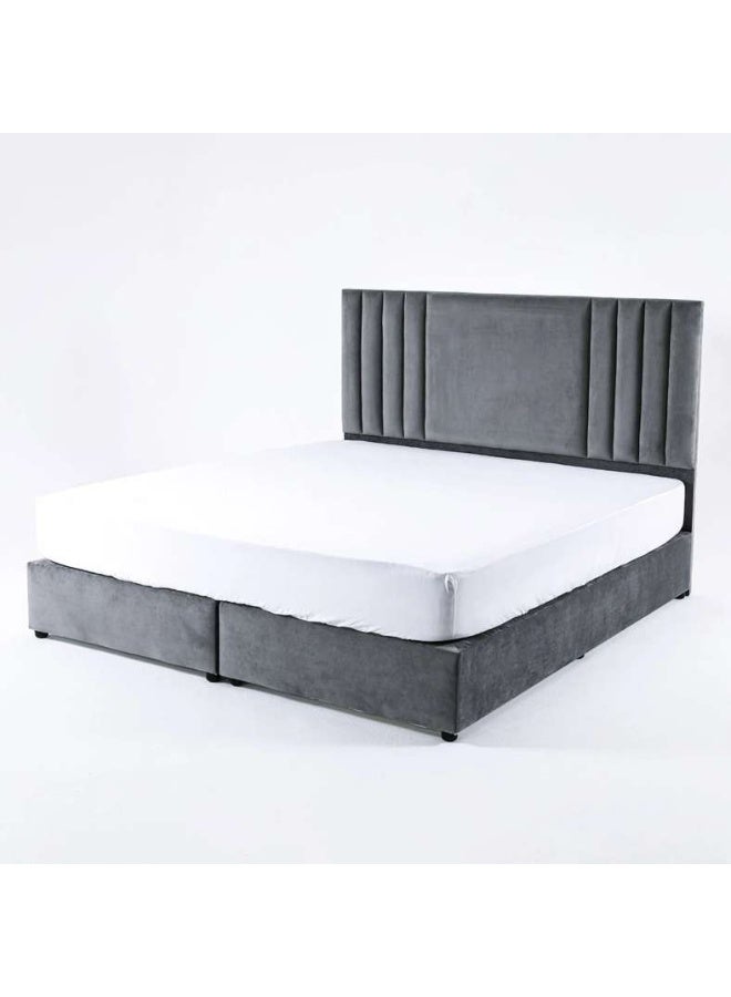 Pan Home King Size | Polina Bed | Grey | Velvet Material | Tufted | 200Cm L X 180Cm W X 125Cm H - Image 4