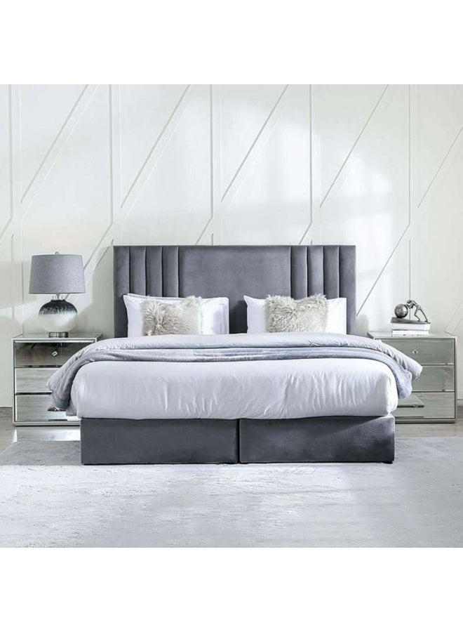 Pan Home King Size | Polina Bed | Grey | Velvet Material | Tufted | 200Cm L X 180Cm W X 125Cm H - Image 2