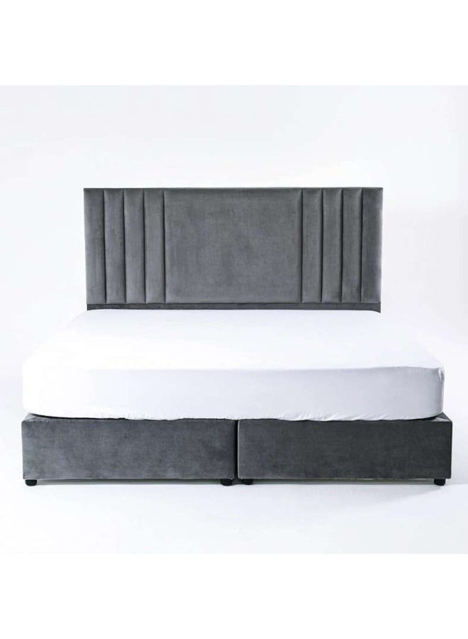 Pan Home King Size | Polina Bed | Grey | Velvet Material | Tufted | 200Cm L X 180Cm W X 125Cm H - Image 3