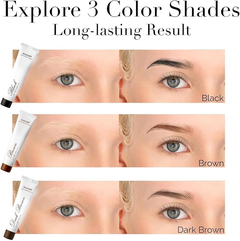 DLUX PROFESSIONAL Korean Eyebrow Color Kit Dark Brown – Professional Brow Color for Women, Eyebrow Color for Natural Looking Brows, Long-Lasting Brow Color for Salon & Home - Image 4