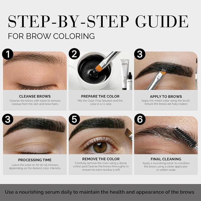 DLUX PROFESSIONAL Korean Eyebrow Color Kit Dark Brown – Professional Brow Color for Women, Eyebrow Color for Natural Looking Brows, Long-Lasting Brow Color for Salon & Home - Image 2