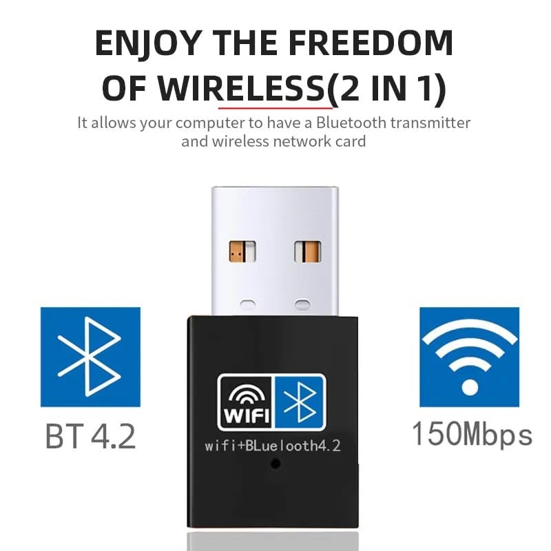 MANYCAST USB WiFi and Bluetooth Adapter - 150Mbps Wireless Wi-fi Connection, Bluetooth 4.2 Dongle for PC, Laptop, Desktop Computer Network Card Compatible with Windows & Mac OS - Image 2