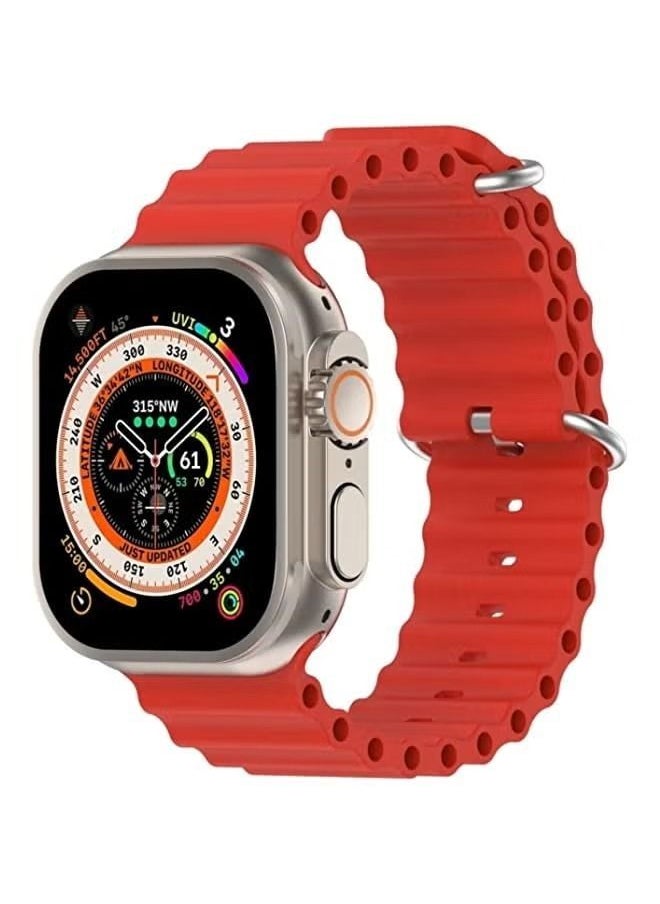 Generic - HuHa Band Ocean Silicone Watch Band For Apple Watch ultra 49mm / Series 8/7 45mm / SE 2/6 / SE / 5/4 44mm Red - Image 1