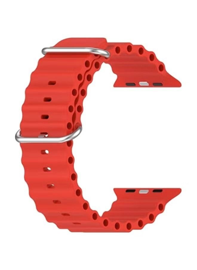 Generic - HuHa Band Ocean Silicone Watch Band For Apple Watch ultra 49mm / Series 8/7 45mm / SE 2/6 / SE / 5/4 44mm Red - Image 1