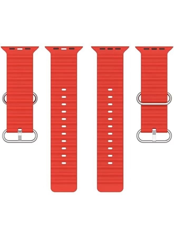 Generic - HuHa Band Ocean Silicone Watch Band For Apple Watch ultra 49mm / Series 8/7 45mm / SE 2/6 / SE / 5/4 44mm Red - Image 1