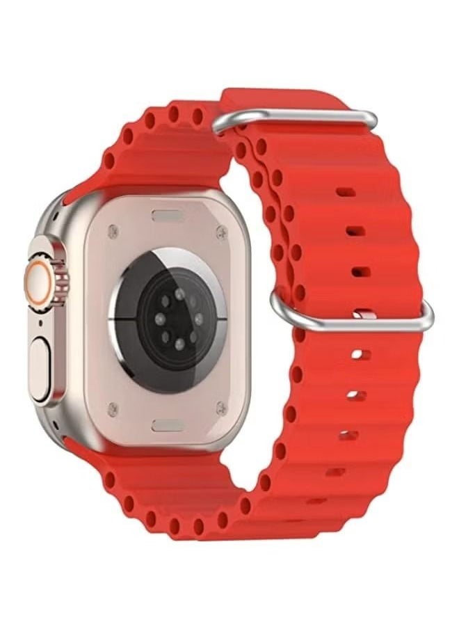 Generic - HuHa Band Ocean Silicone Watch Band For Apple Watch ultra 49mm / Series 8/7 45mm / SE 2/6 / SE / 5/4 44mm Red - Image 1