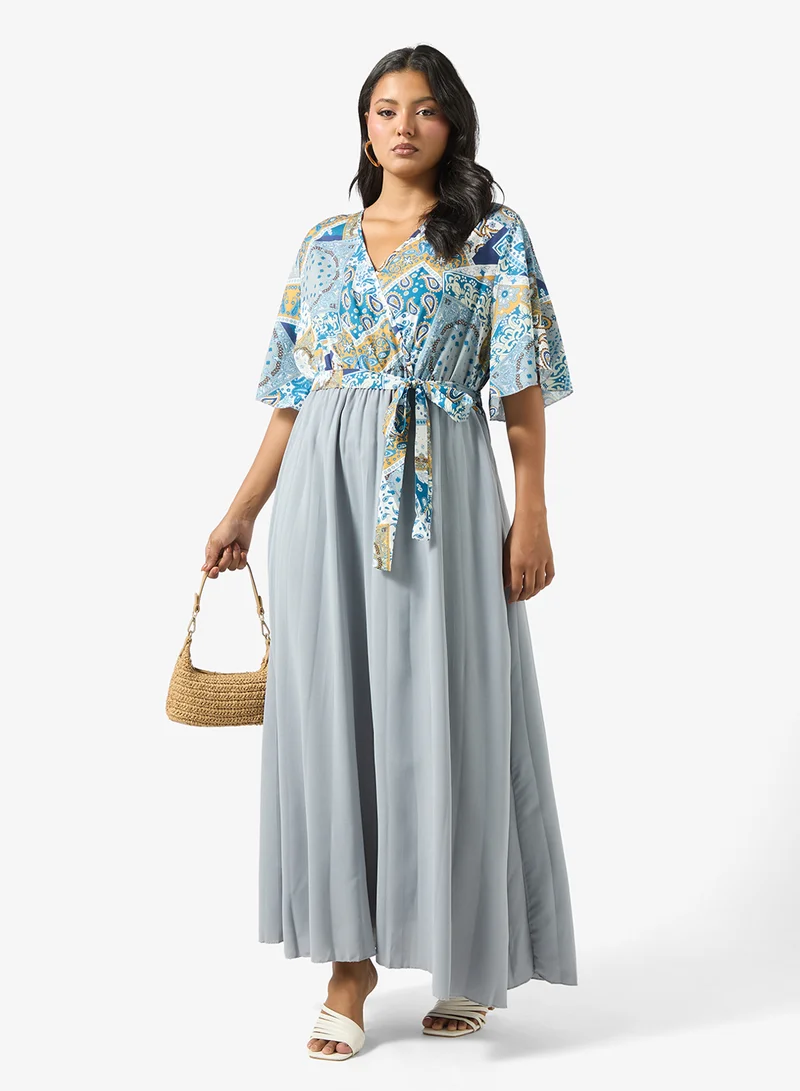 Ella Plus Printed Dress With Pleats