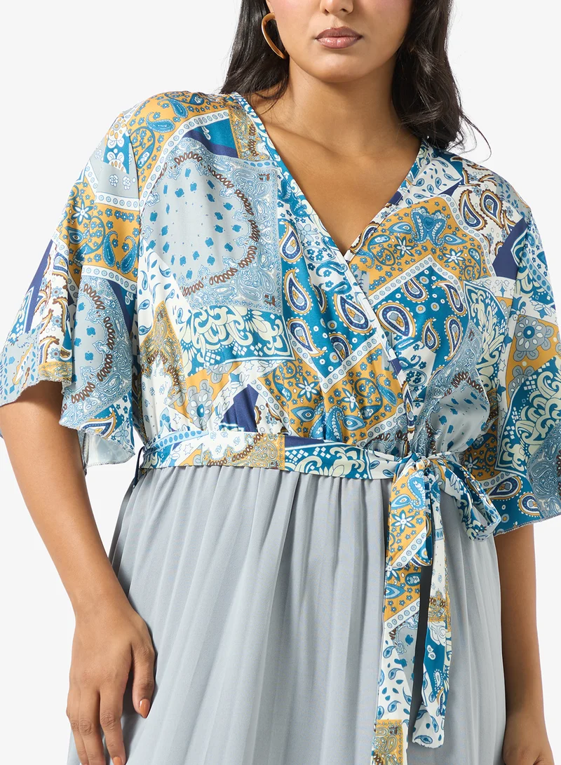 Ella Plus Printed Dress With Pleats