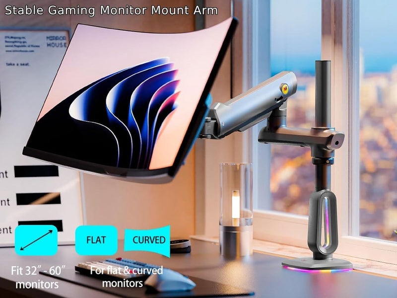 NB Ergonomic Heavy Duty Monitor Mount for Ultrawide Screens Up to 60 Inch Flat Curved - Max Load 20 kg, Screen Mount Monitor Bracket 32 34 49 Inch | VESA 75/100 mm (black) - Image 4