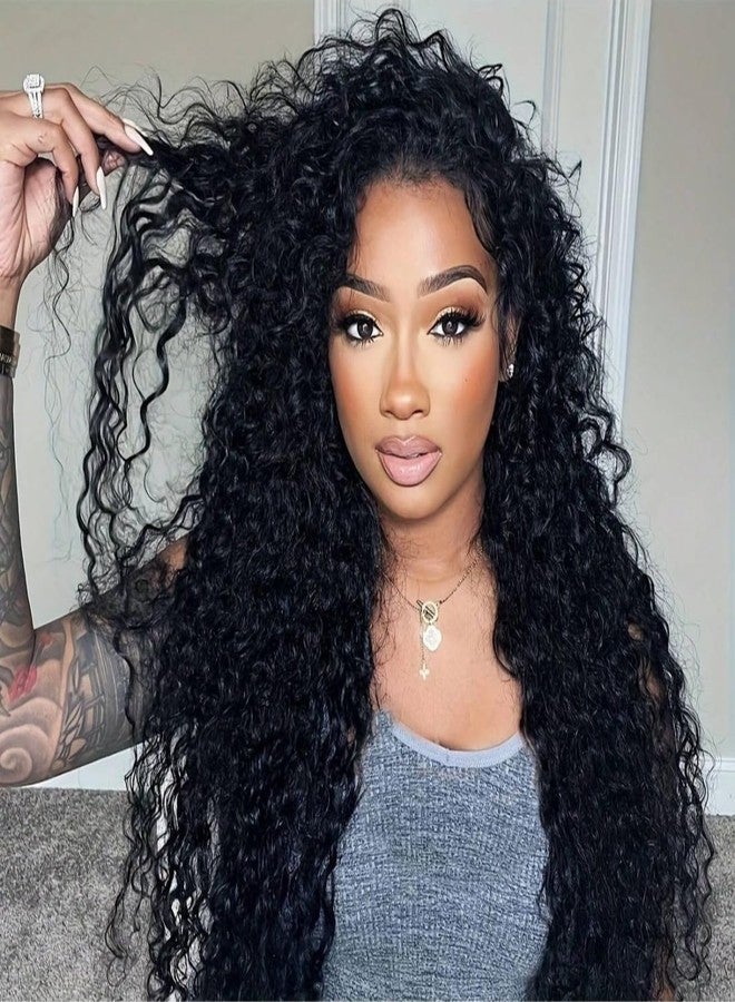 Asteria Half Wig Human Hair Water Wave With Drawstring 3 In 1 Glueless Half Wigs Water Wave Curly Half Wig Human Hair Wig Seamless Flip Over Beginner Friendly No Lace Wigs 14 Inch - Image 2